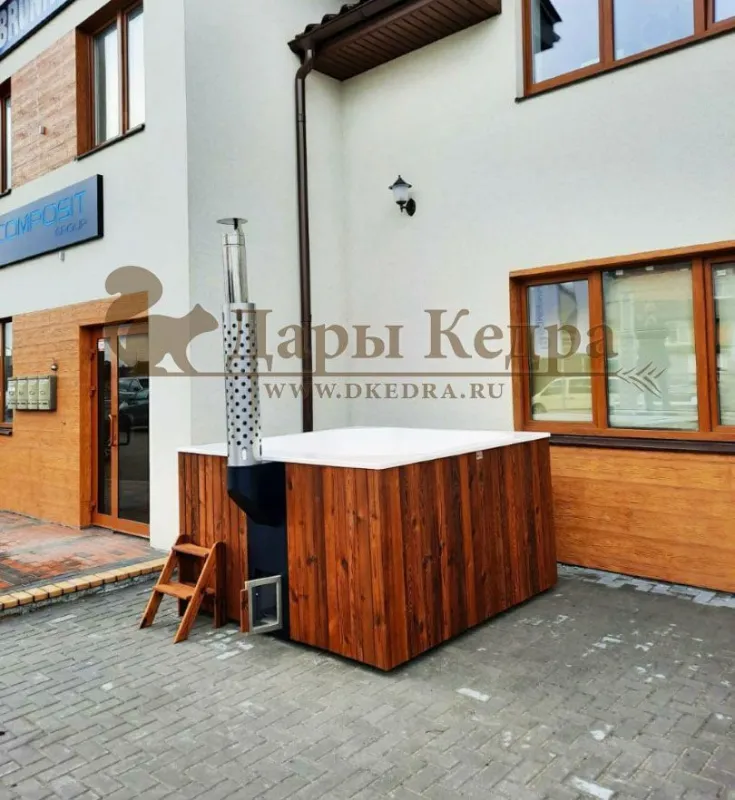 Финская квадратная композитная купель с подогревом (с интегрированной печкой) «кварта интегра 200»